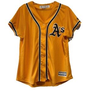 Oakland A's Women's Majestic Gold Jersey Official Cool Base Sz. XL Athletics MLB